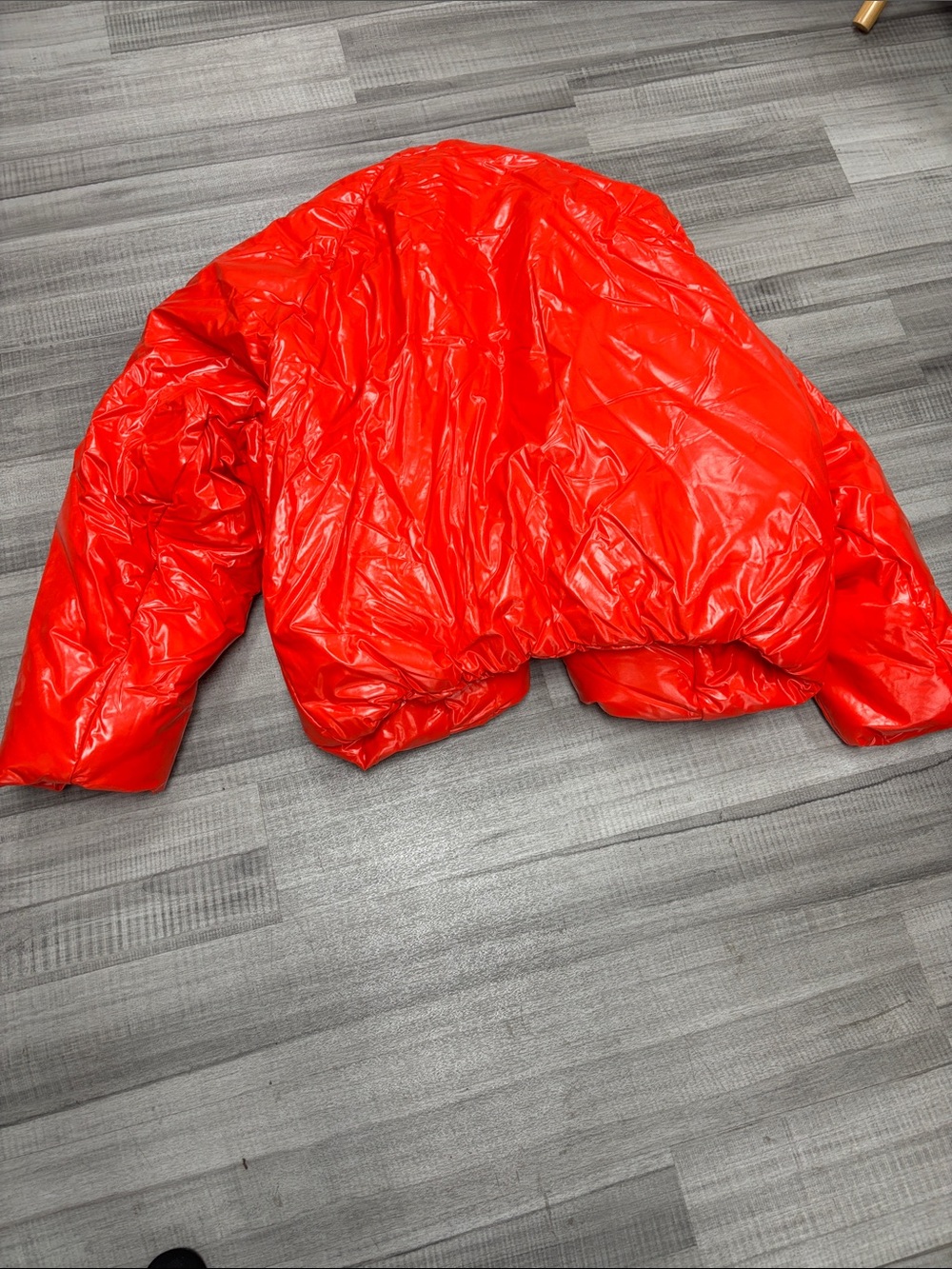 Yeezy Shiny Red Cropped Puffer Jacket - Picture 7 of 8